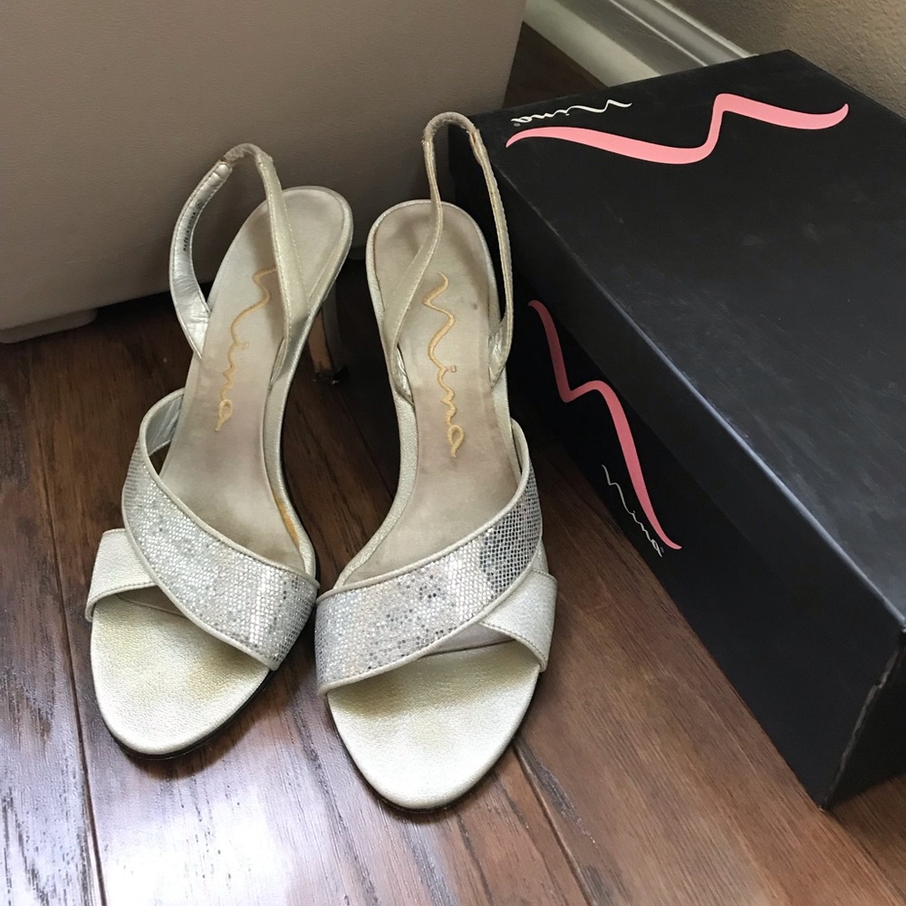 Silver Nina heels